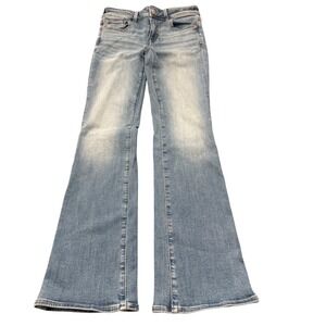 American Eagle Flare Jeans Light Wash High Rise Denim Womens Size 2 Regular